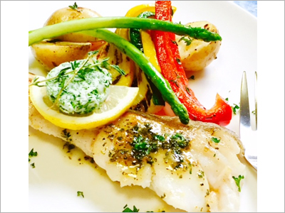 旬魚のグリル香草バターソース